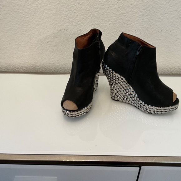 JEFFERY CAMPBELL HAVANA LAST WEDGE STUDDED PEEP TOE BOOTE 7.5 ♥️😍 - Picture 13 of 16